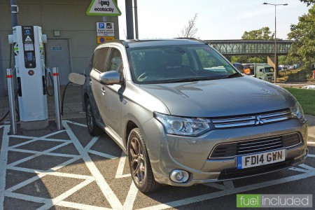 Mitsubishi Outlander fast charging at Rothersthorpe Services (Image: T. Larkum)