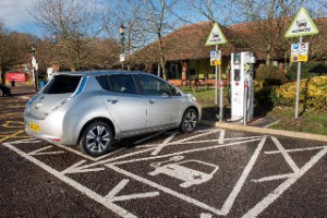 Nissan Leaf: The Electric Highway covers 90% of the UK's motorway services (Image: Ecotricity)