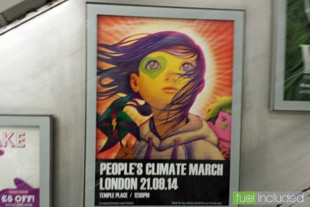 Climate March poster on the Underground (Image: T. Larkum)