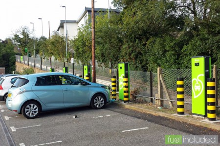 Fast charging at one of the dozen rapid chargers at Stanmore (Image: T. Larkum)