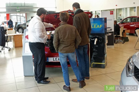 Looking in the business end of a Nissan Leaf (Image: T. Larkum)