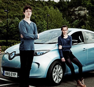 No sweat: first-time learner drivers Joe and Anna found the all-electric Renault Zoe a relaxing car to drive on the closed circuit (Image: L. Csernohlavek)