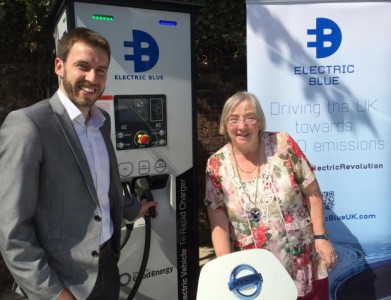 The Deputy Mayor of St Albans, Gill Clark, is pictured with the MD of Electric Blue, Alex Calnan, who is from Redbourn