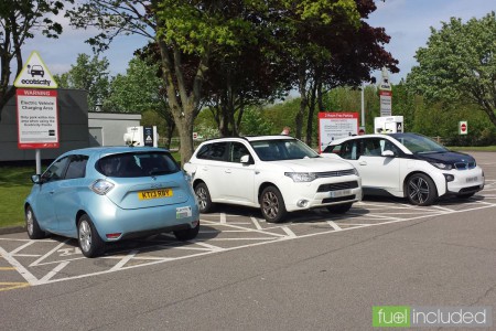 My ZOE plus an Outlander PHEV and i3 charging at London Gateway (Image: T. Larkum)