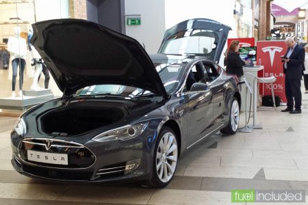 The Tesla stand in the Touchwood shopping centre, Solihull (Image: T. Larkum)