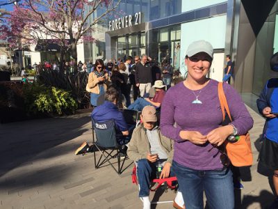 Photo Credit:Leslie R in San Diego waits in hours-long line to pre-order the Tesla Model 3. Tesla Motors received more than 250,000 pre-orders within 72 hours of the vehicle’s unveiling