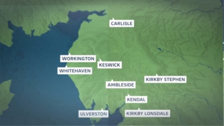 A map highlighting the nine locations of the new electric vehicle charging points (Image: ITV Border)