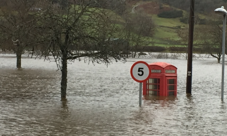 Flooding in the village of Aberfeldy, Perthshire, Scotland, 2015. Critical infrastructure, such as water and telecoms, are at serious risk from floods (Image: C. Webster/PA)