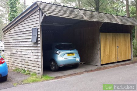 CenterParcs EV Charging Point in a Car Park Equipment Shed (Image: T. Larkum)