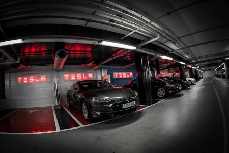 Tesla Supercharging Station at Westfield, London (Image: Tesla)