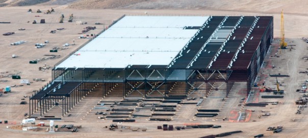 Construction on the Tesla Motors Gigafactory east of Reno, Nev., March 25, 2015 (Image: D Calvert/Washington Post)