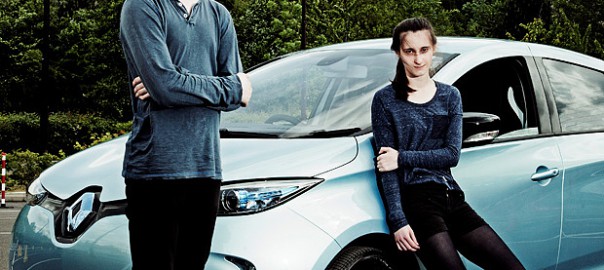 No sweat: first-time learner drivers Joe and Anna found the all-electric Renault Zoe a relaxing car to drive on the closed circuit (Image: L. Csernohlavek)