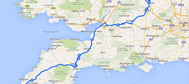 Google Maps view of the route and stopping points (Image: T. Larkum)