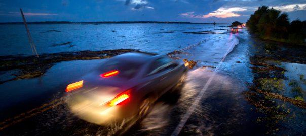 Highway 80, the only road to Tybee Island, Ga., in June. High tides are forcing the road to close several times a year (Image: S. Morton/New York Times)